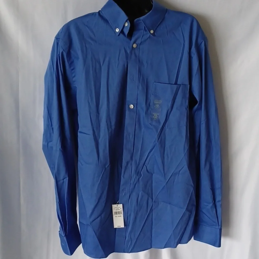 Van Heusen Men's Long Sleeve Cotton Blend Shirt, Blue, 15.5, 34/35